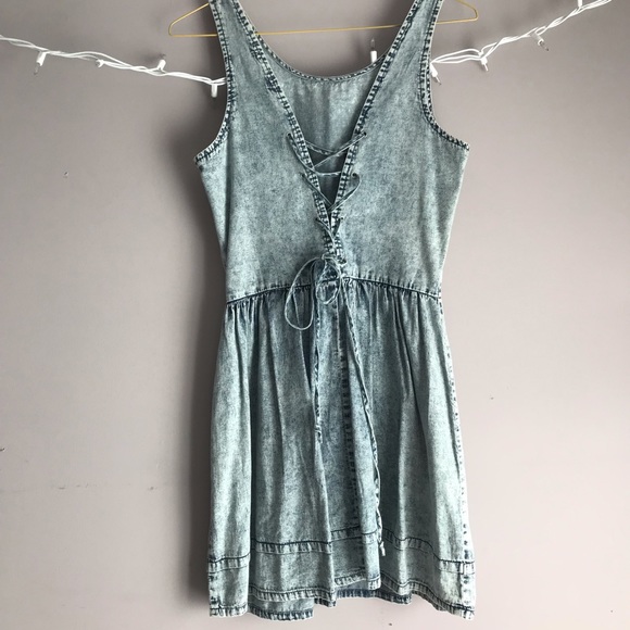 Denim Acid Washed Skater Skirt Dress - Picture 2 of 3